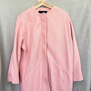ZARA Women Size S Peach Salmon Pink 3/4  Zip Jacket‎ Peacoat  Spring Coat Tweed